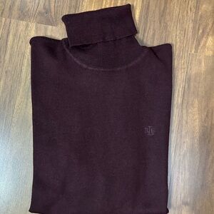Lauren Ralph Lauren Women's Burgundy Turtleneck Wool Blend Sweater Size M